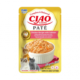 Пауч за котки CIAO Entrée Paté Chicken Recipe with Salmon  с пилешко месо и сьомга 40гр